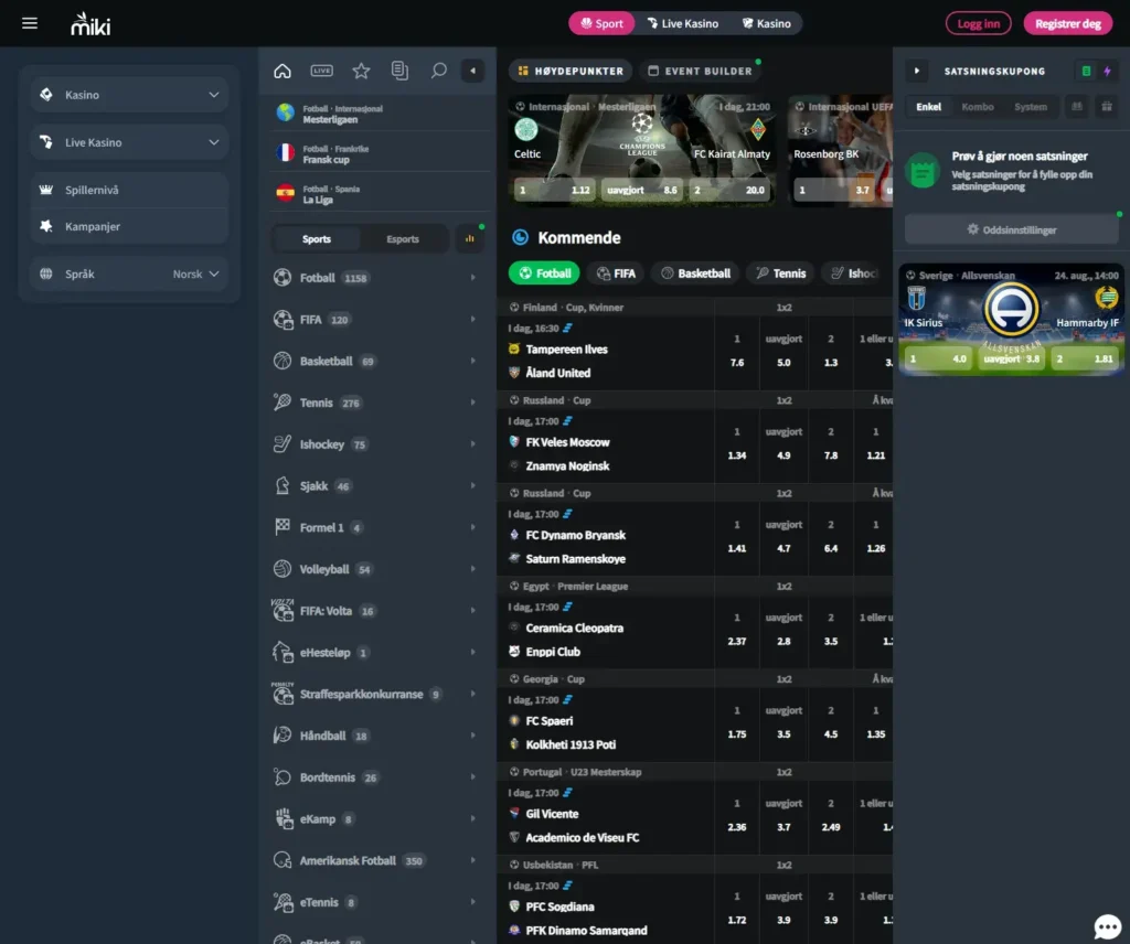 Miki Casino Odds Betting lobby