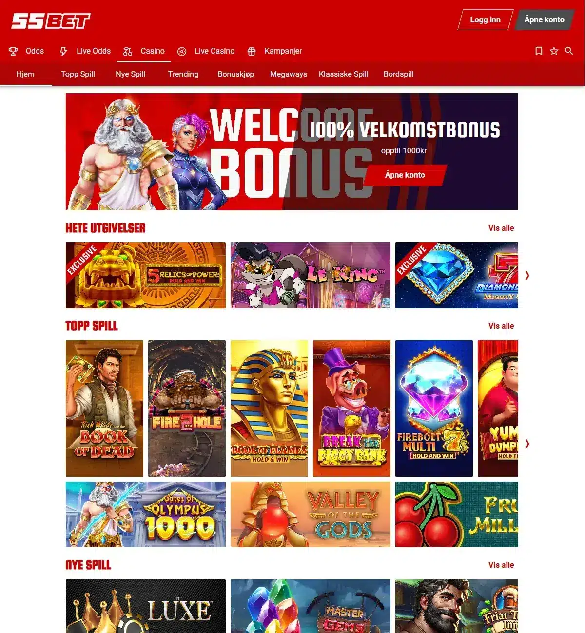 Nye 55Bet Casino 2025
