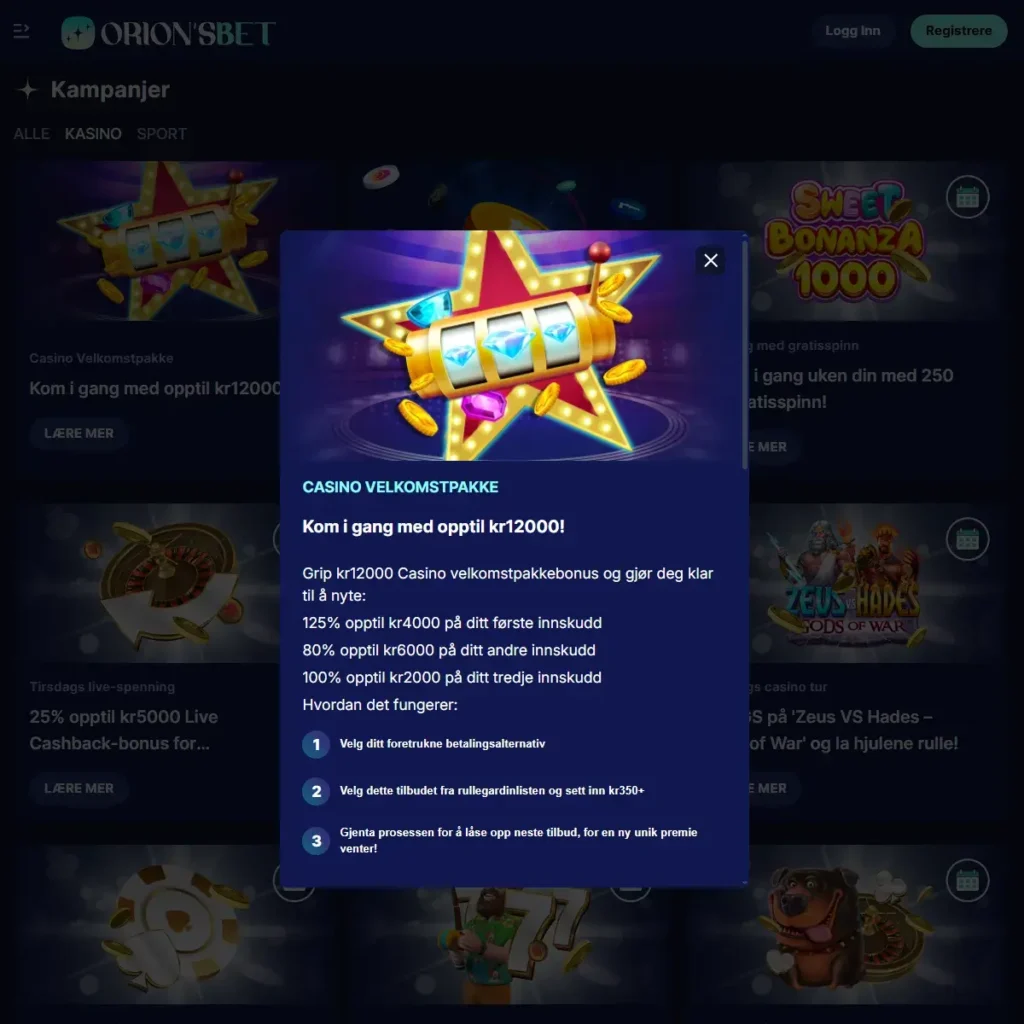 Orionsbet Velkomstbonus