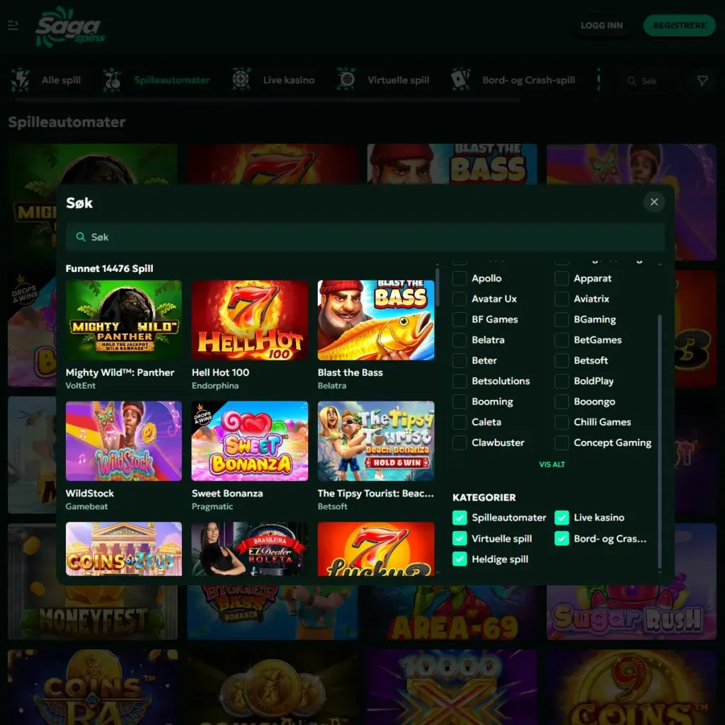 Sagaspins Casino Spillutvalg