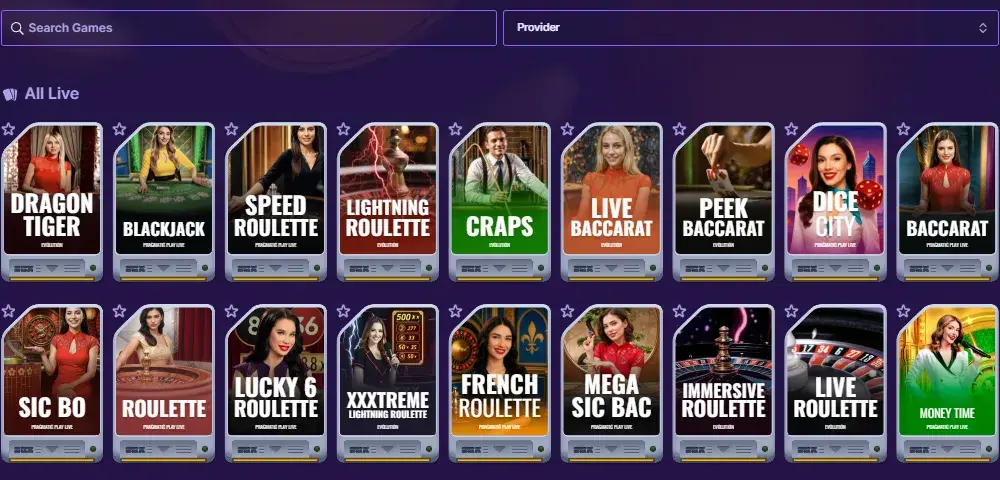 SBX Casino Live casinospill