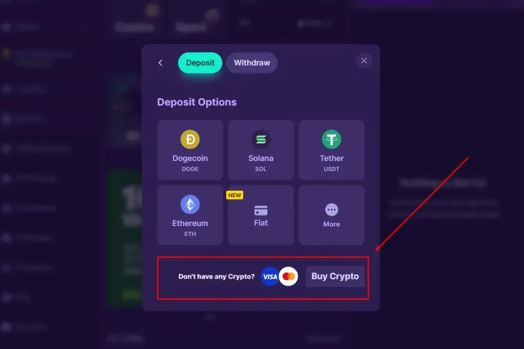 SBX Casino VISA innskudd