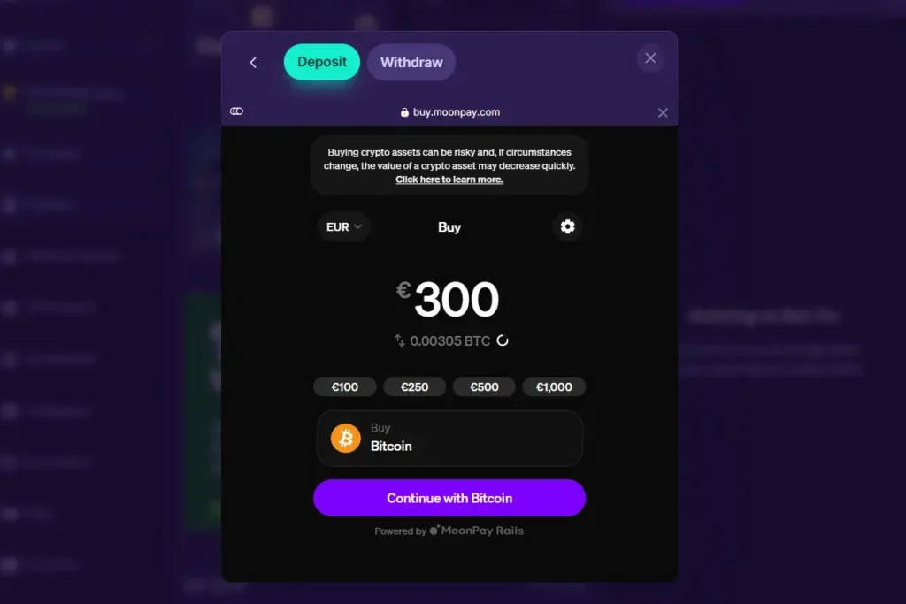 SBX Casino VISA innskudd 3