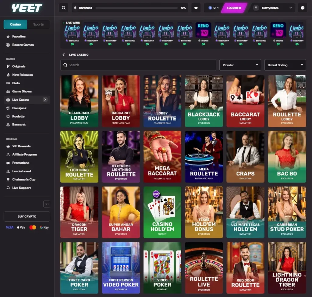 YEET Casino (2026) - Crypto casino med VISA betalninger!