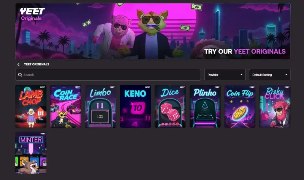 Yeet Casino Originals spill