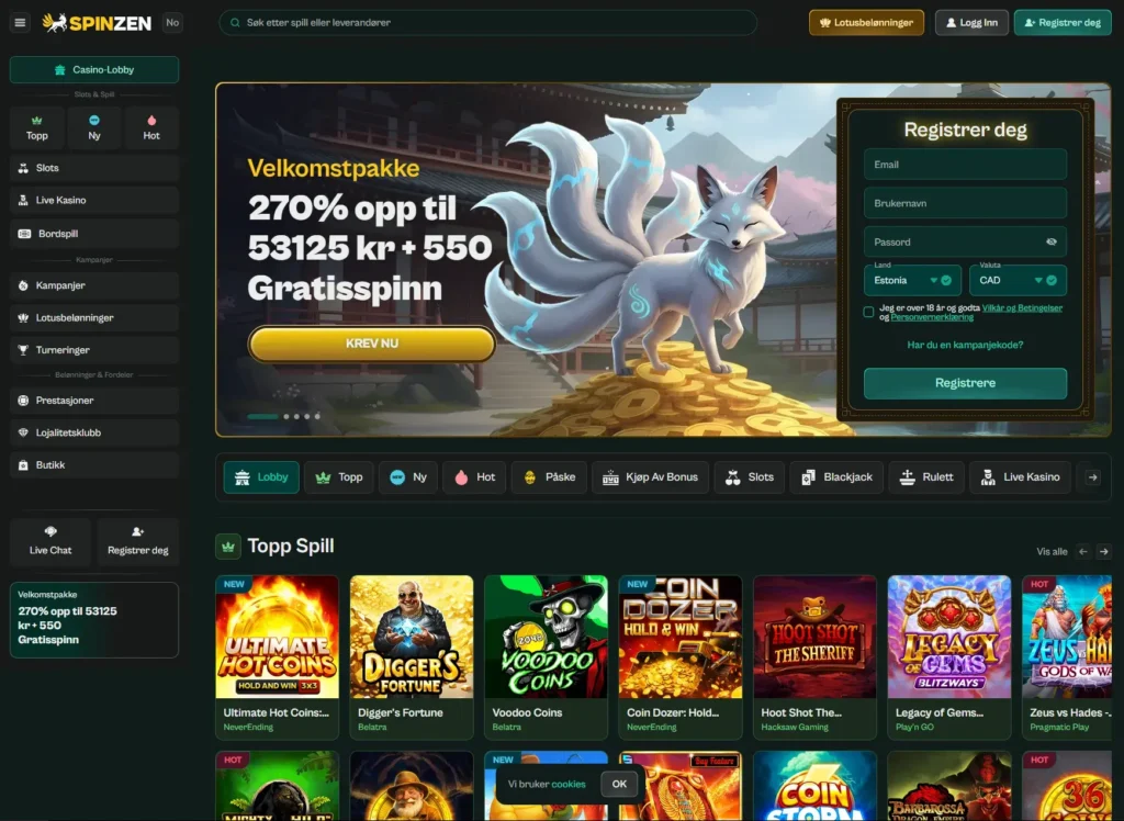 Spinzen Casino - Index side