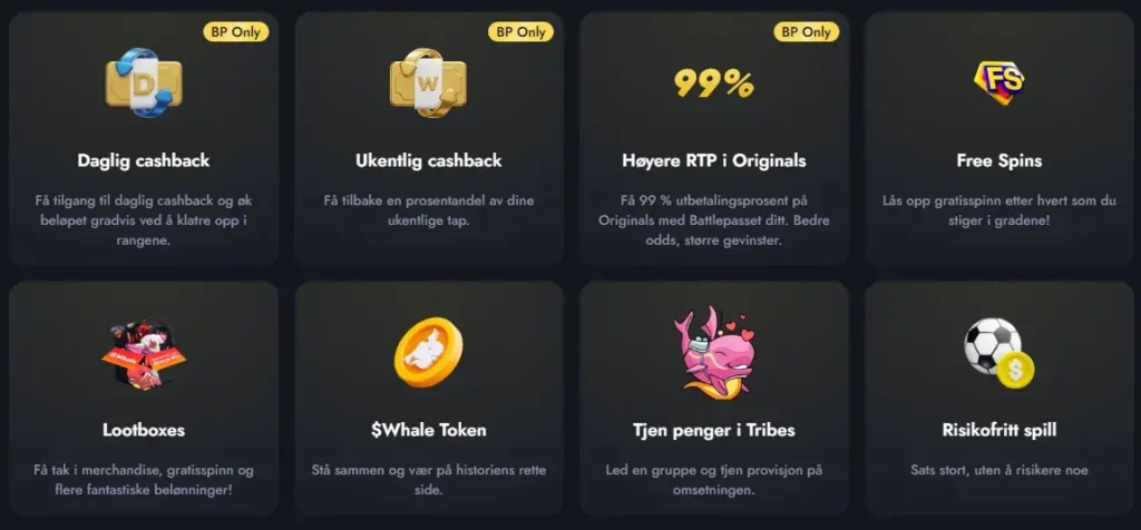 Whale Casino Whale Battlepass oversikt