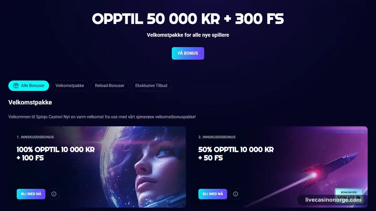 Spinjo Casino bonuser og kampanjer