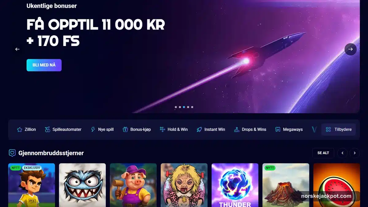 Spinjo Casino spilleautomater jackpotter og bonuskjop